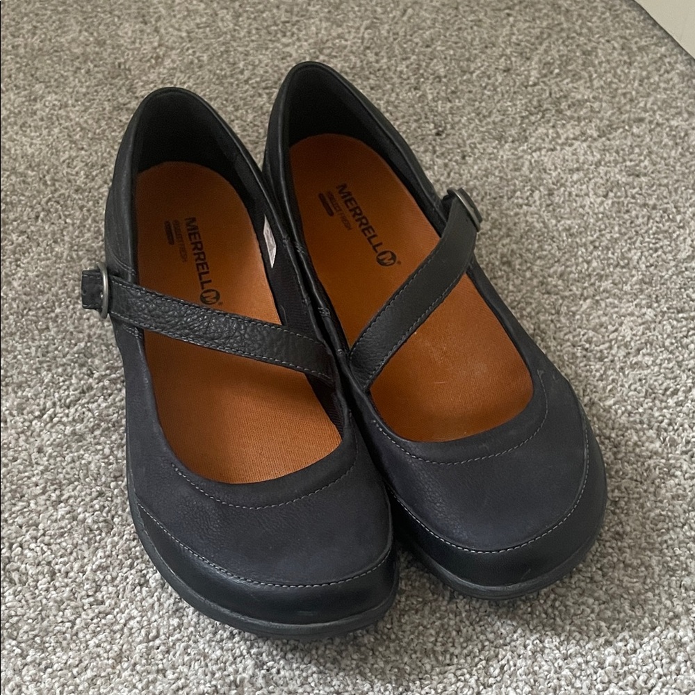 Merrell Dassie Mary Jane Casual Flats Adjustable Strap Black leather Sz 10